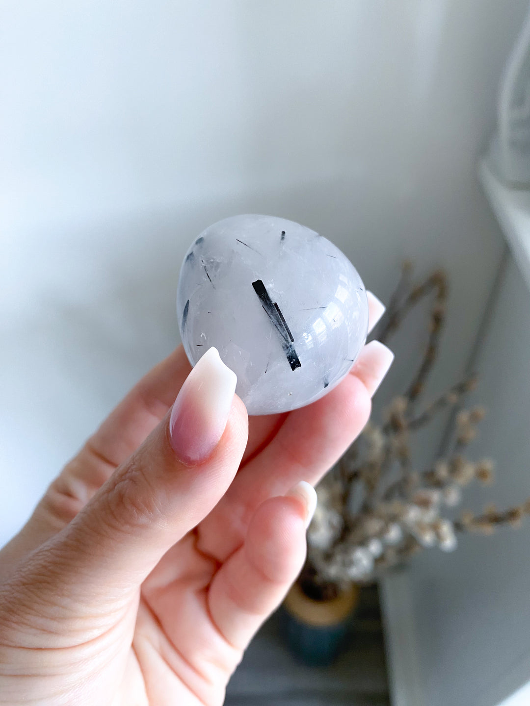 You Choose: Clear Quartz & Black Tourmaline Rods Pebble