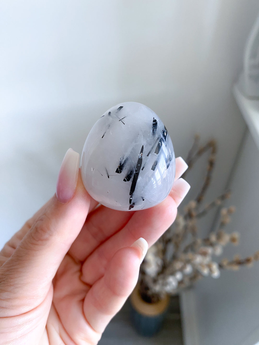 You Choose: Clear Quartz & Black Tourmaline Rods Pebble
