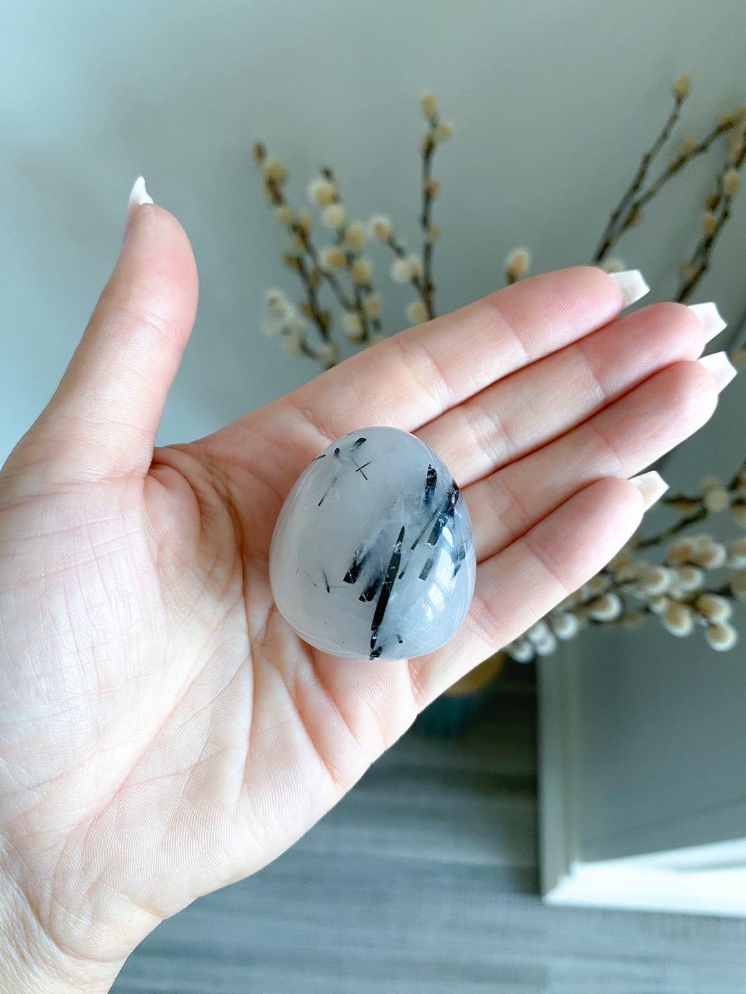 You Choose: Clear Quartz & Black Tourmaline Rods Pebble