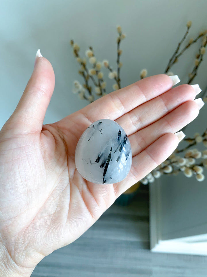 You Choose: Clear Quartz & Black Tourmaline Rods Pebble