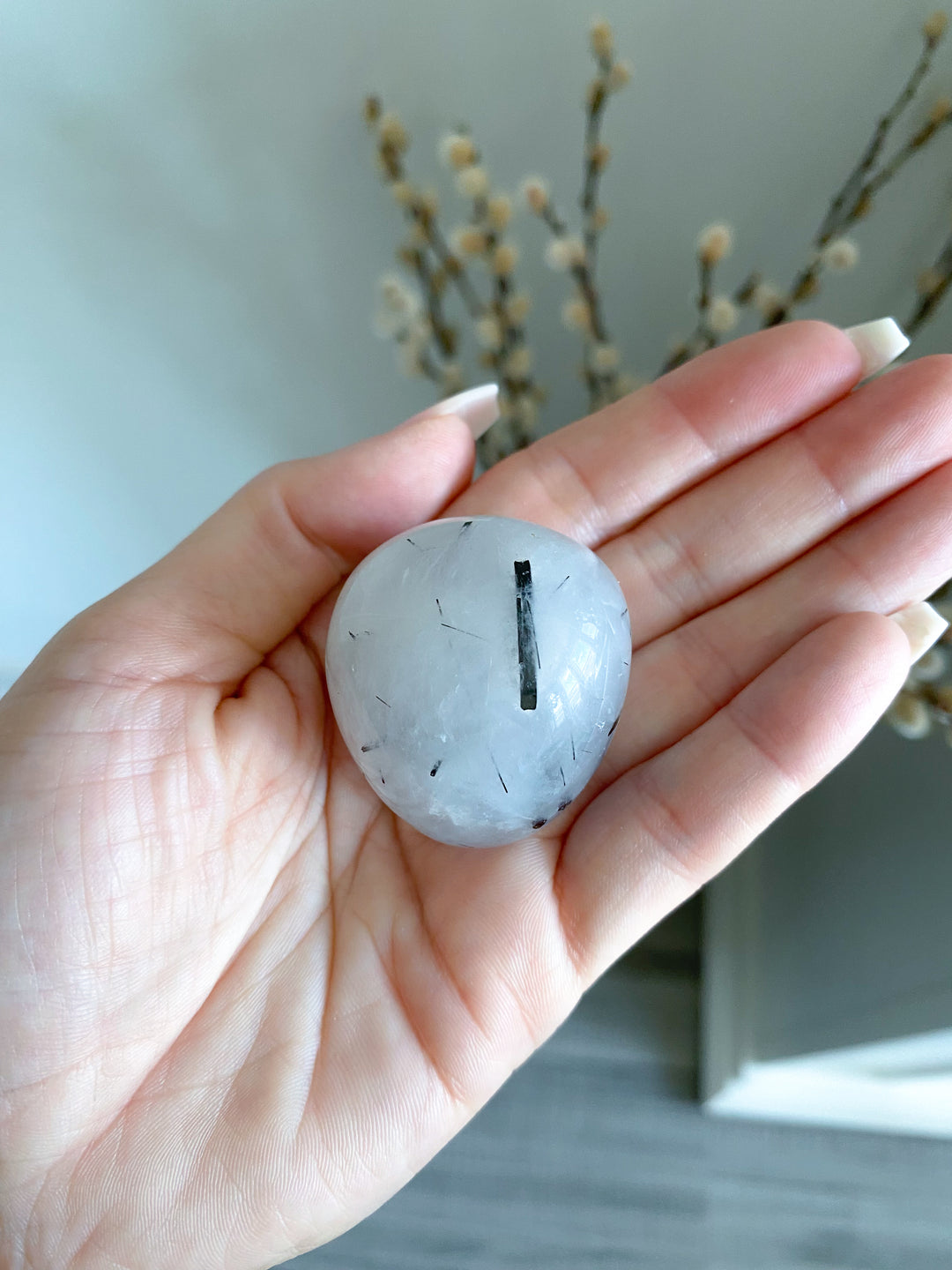 You Choose: Clear Quartz & Black Tourmaline Rods Pebble
