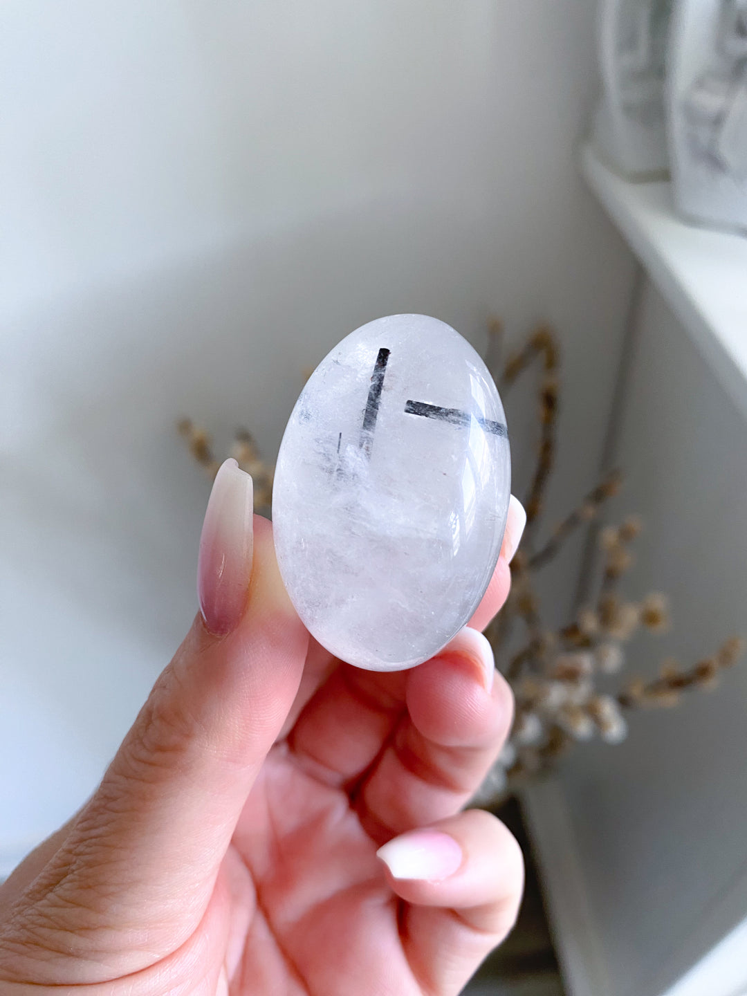 You Choose: Clear Quartz & Black Tourmaline Rods Pebble
