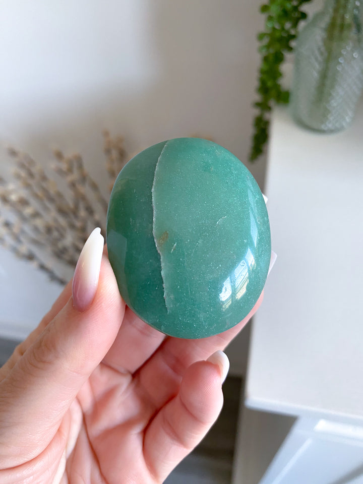 Small Brazilian Green Aventurine Palm Stone #1