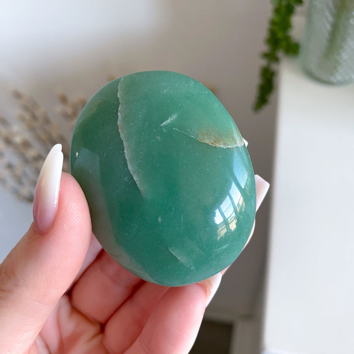 Small Brazilian Green Aventurine Palm Stone #1