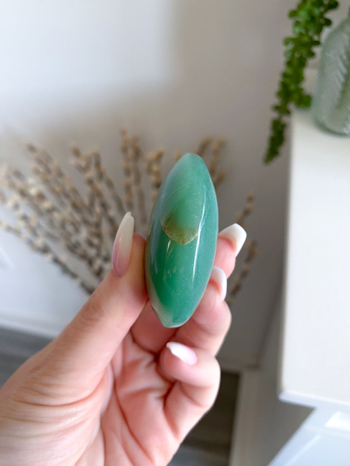 Small Brazilian Green Aventurine Palm Stone #1