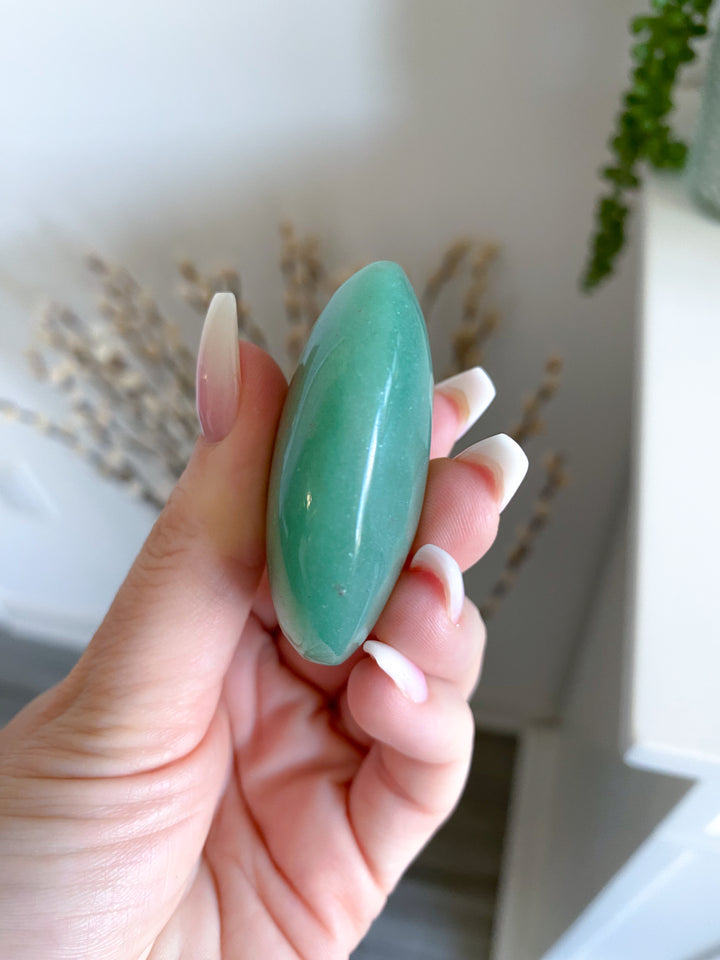 Small Brazilian Green Aventurine Palm Stone #1