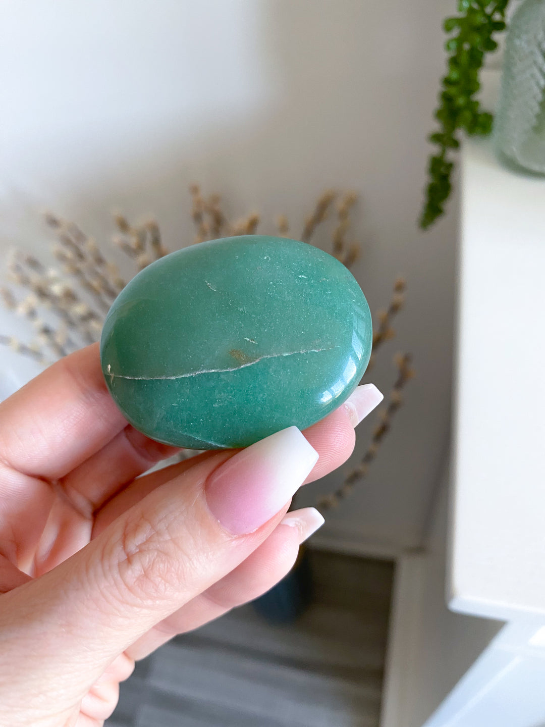 Small Brazilian Green Aventurine Palm Stone #1
