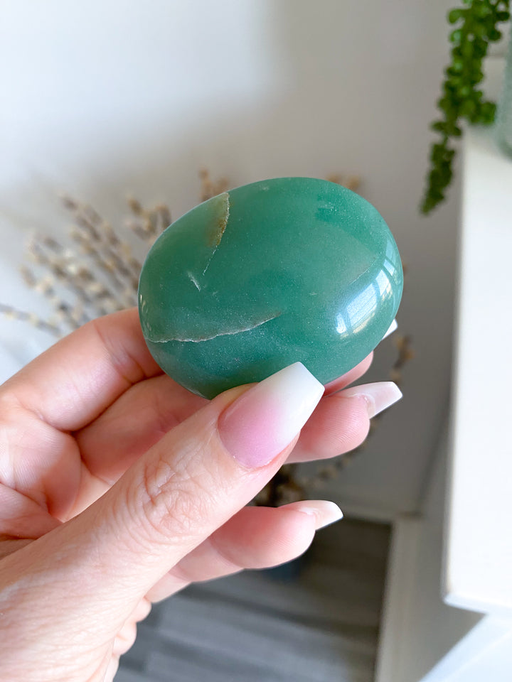 Small Brazilian Green Aventurine Palm Stone #1