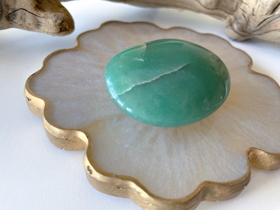 Small Brazilian Green Aventurine Palm Stone #1
