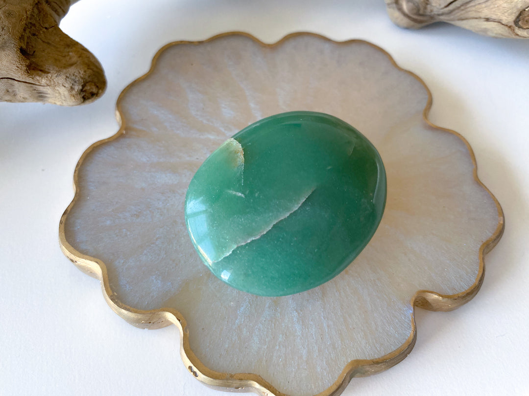 Small Brazilian Green Aventurine Palm Stone #1