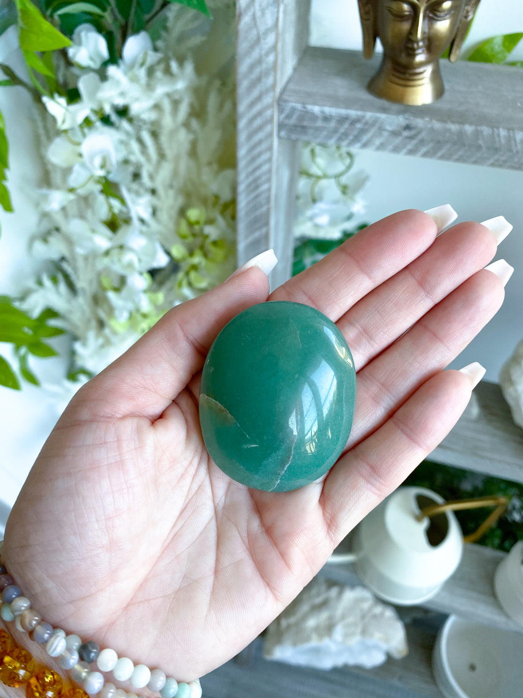 Small Brazilian Green Aventurine Palm Stone #1