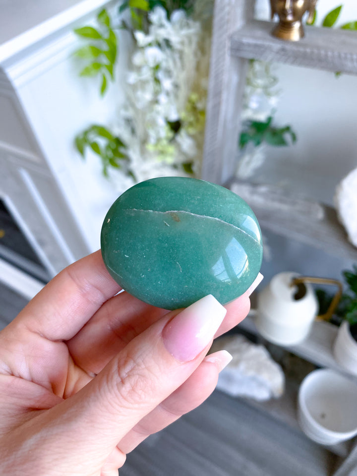 Small Brazilian Green Aventurine Palm Stone #1