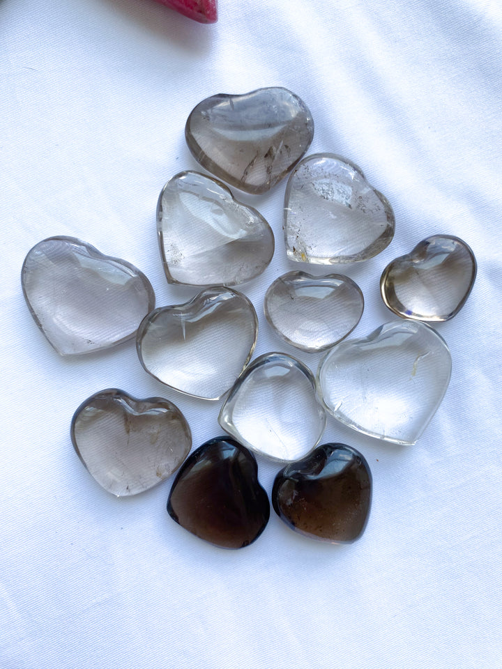 Hand Carved Smokey Quartz Heart