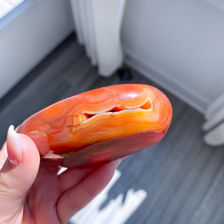 Deep Red Carnelian Bowl with Natural Pocket 