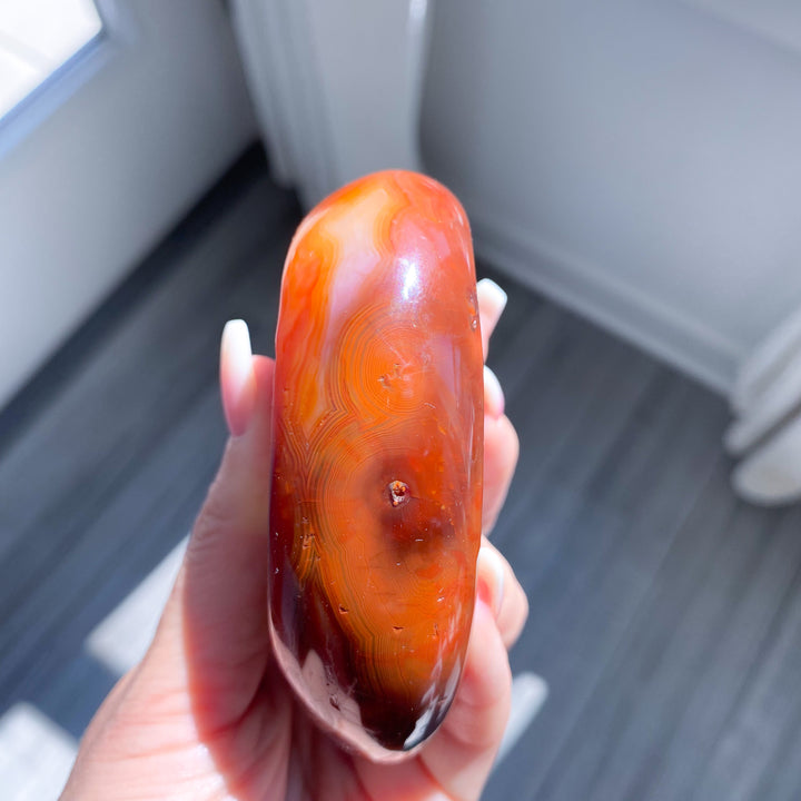 Deep Red Carnelian Bowl with Natural Pocket 
