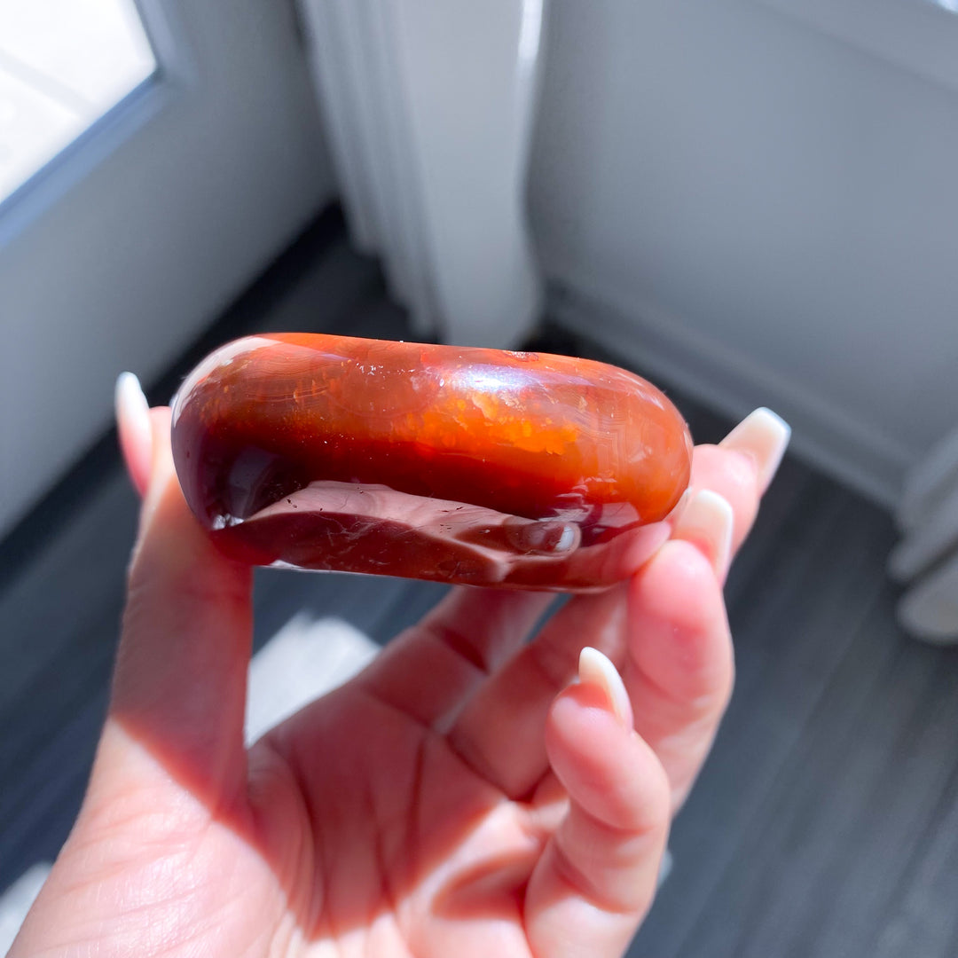 Deep Red Carnelian Bowl with Natural Pocket 