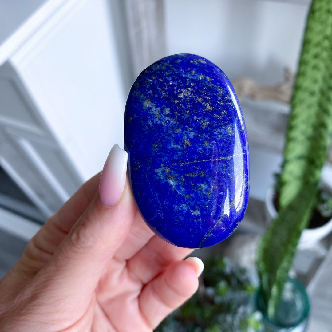 Flat, Thin Lapis Lazuli Palm Stone #8