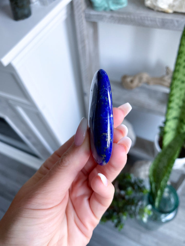 Flat, Thin Lapis Lazuli Palm Stone #8