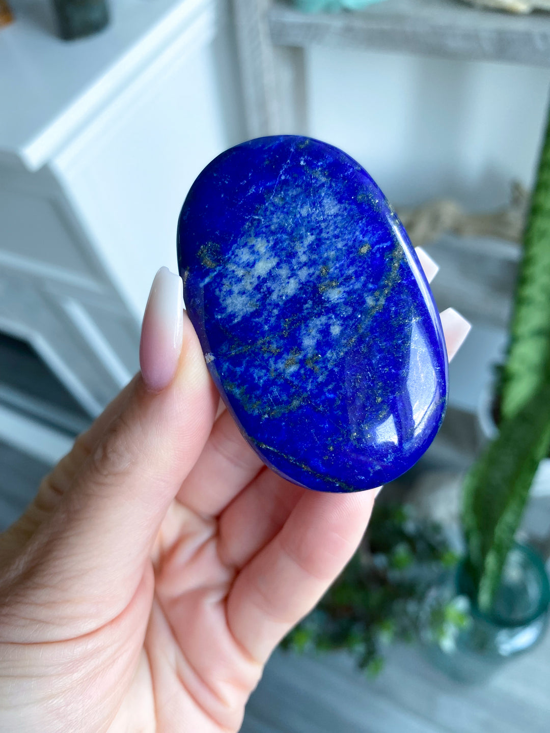 Flat, Thin Lapis Lazuli Palm Stone #8