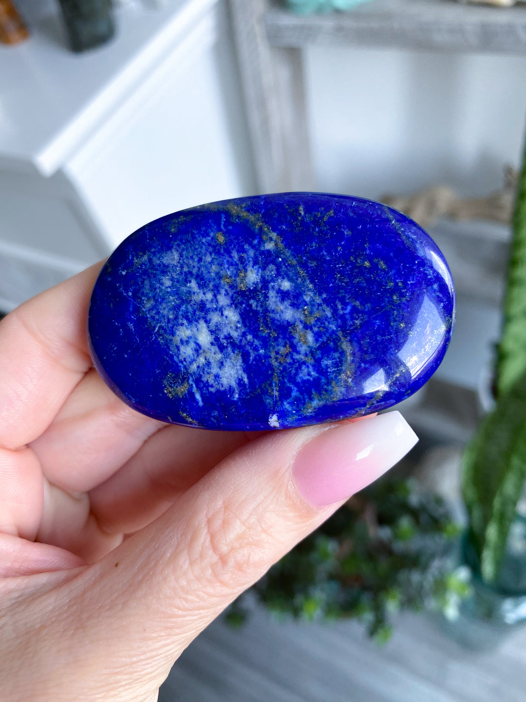 Flat, Thin Lapis Lazuli Palm Stone #8