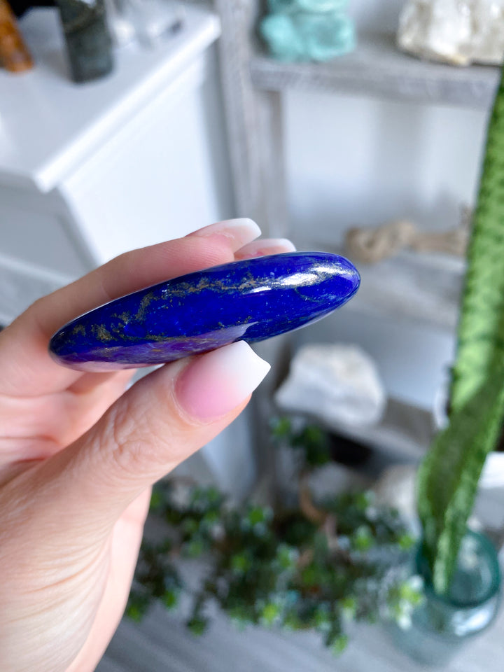 Flat, Thin Lapis Lazuli Palm Stone #8