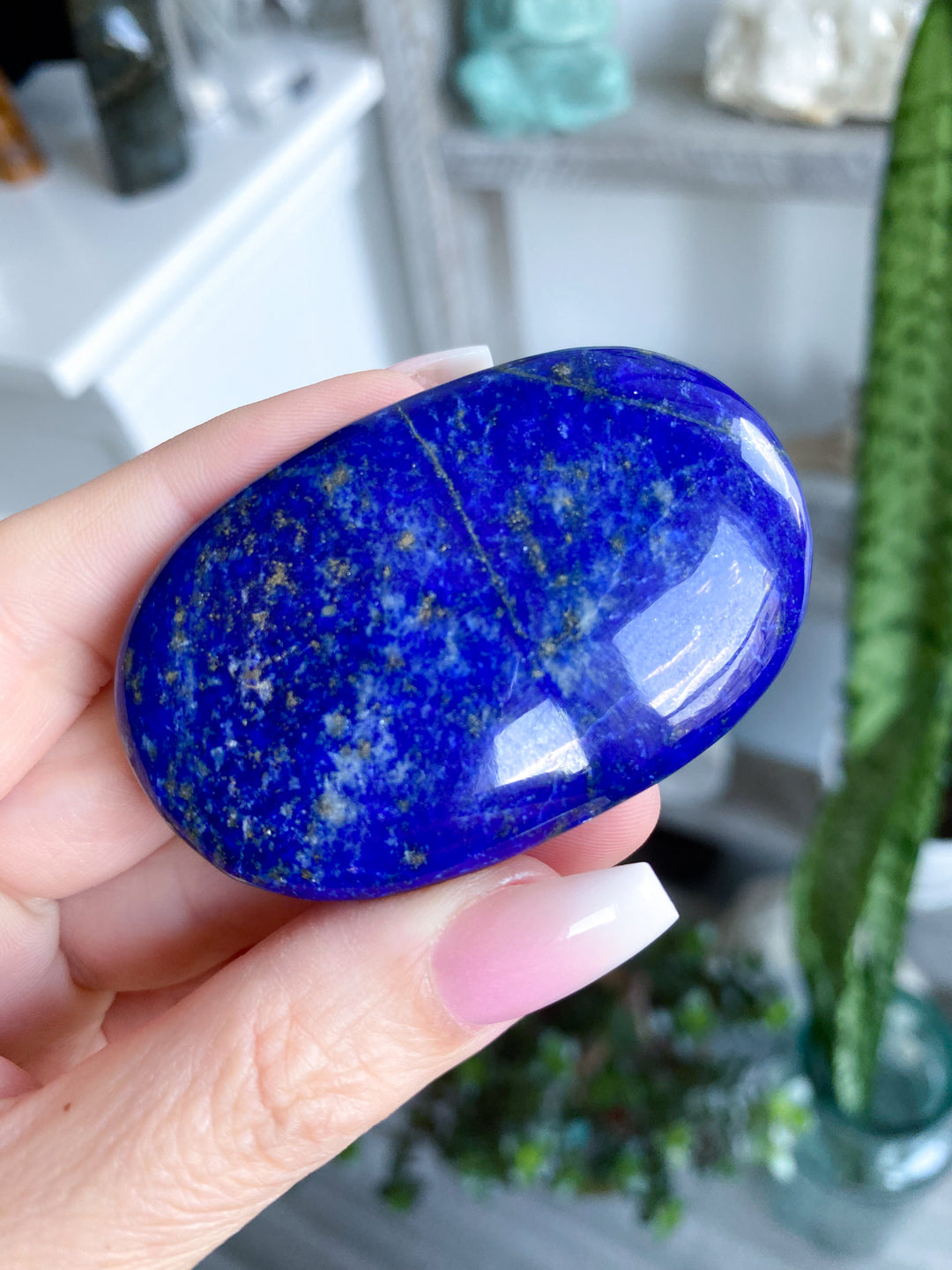Flat, Thin Lapis Lazuli Palm Stone #8