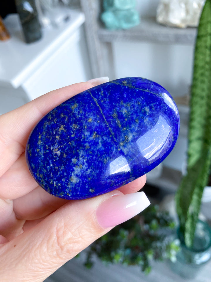 Flat, Thin Lapis Lazuli Palm Stone #8