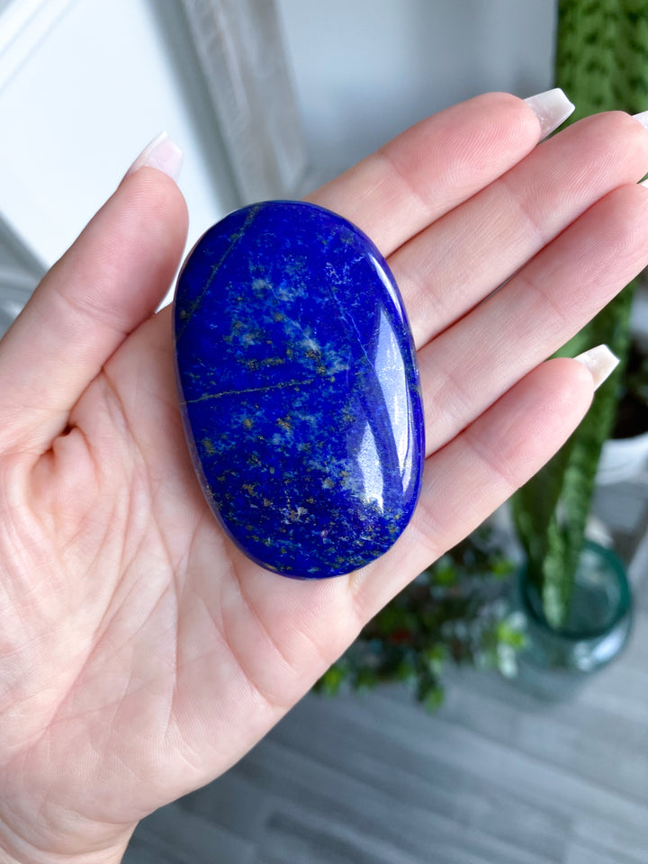 Flat, Thin Lapis Lazuli Palm Stone #8