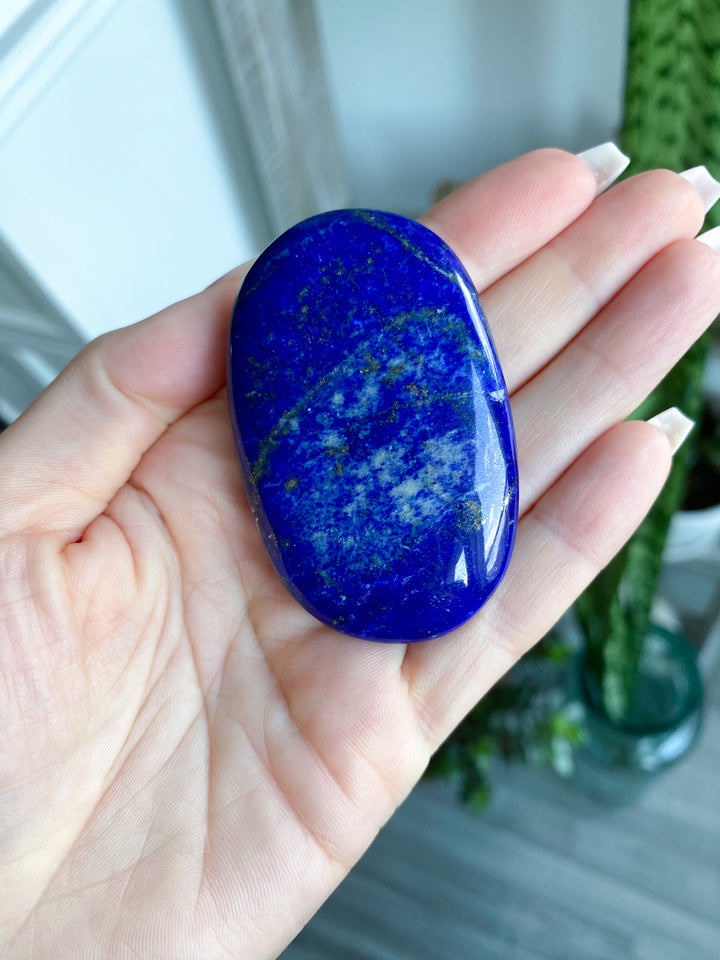 Flat, Thin Lapis Lazuli Palm Stone #8