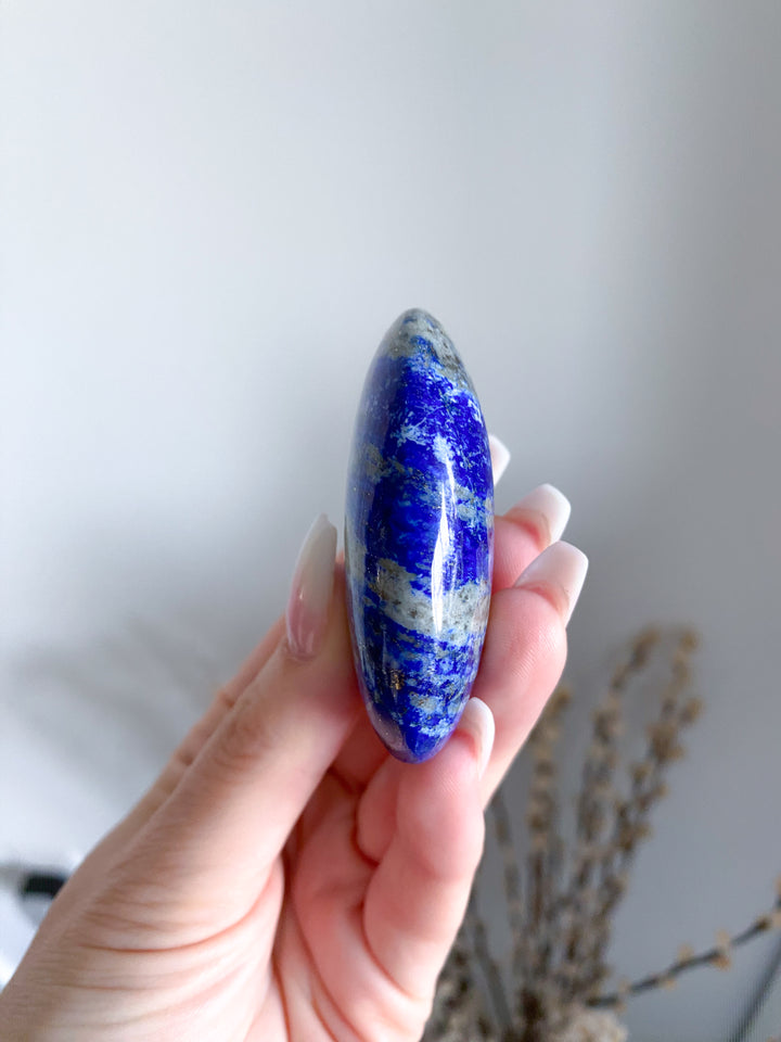 Small, Long Lapis Lazuli Palm Stone #4