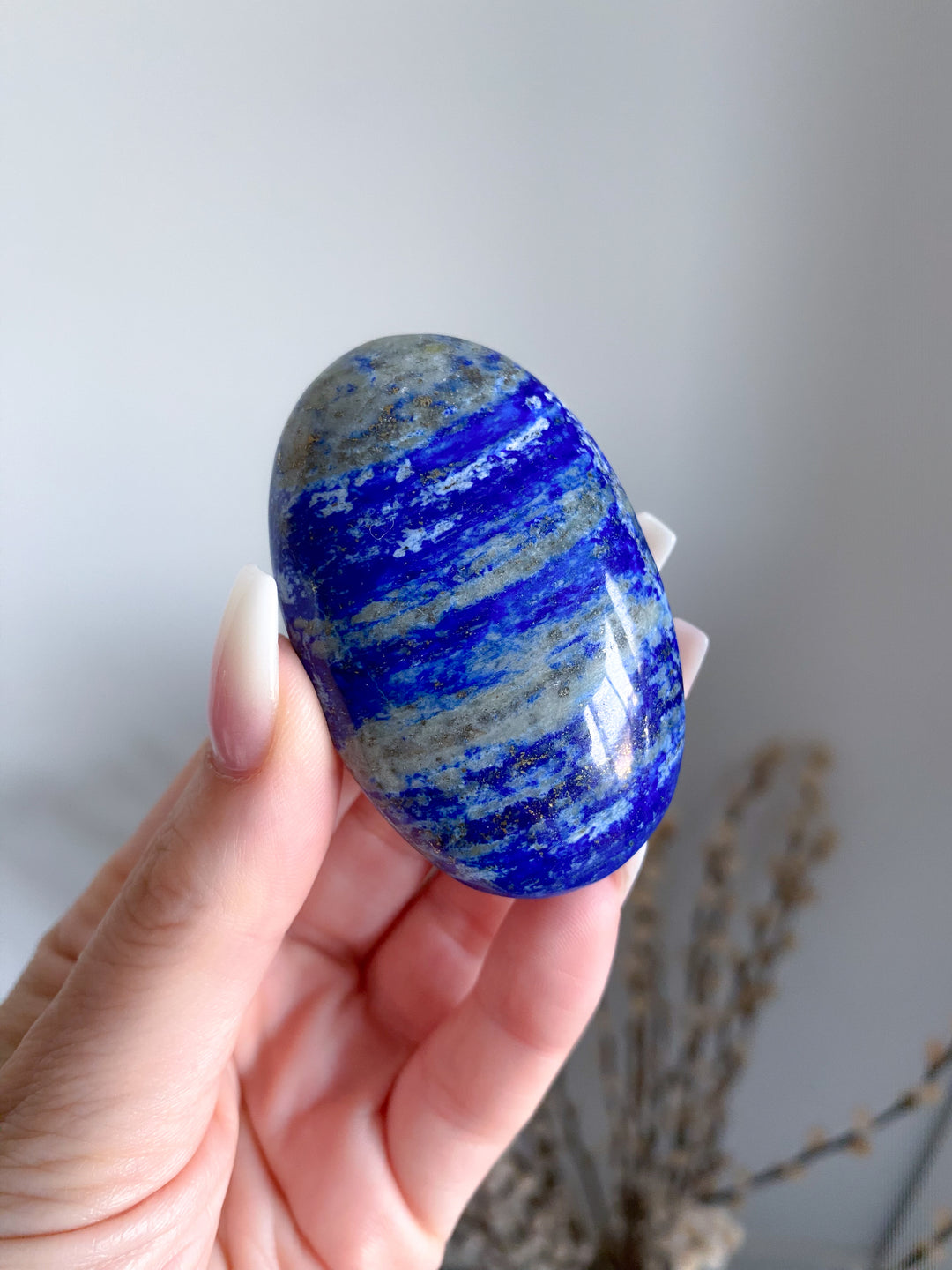 Small, Long Lapis Lazuli Palm Stone #4