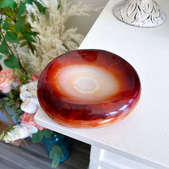 Large Creamy Swirl Carnelian Bowl 