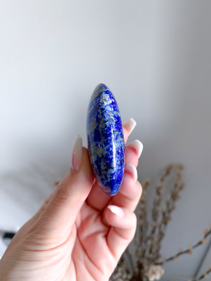 Small, Long Lapis Lazuli Palm Stone #4