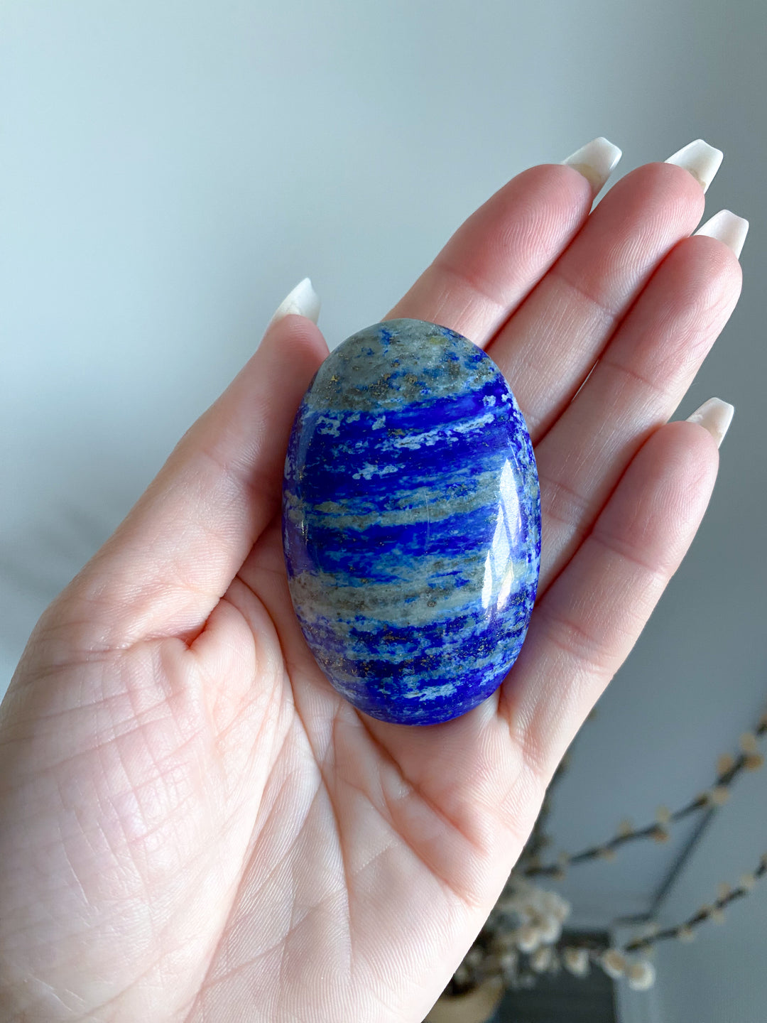 Small, Long Lapis Lazuli Palm Stone #4