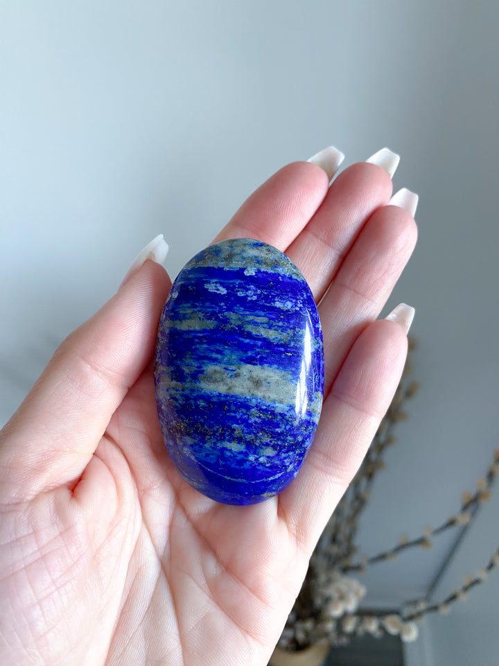 Small, Long Lapis Lazuli Palm Stone #4