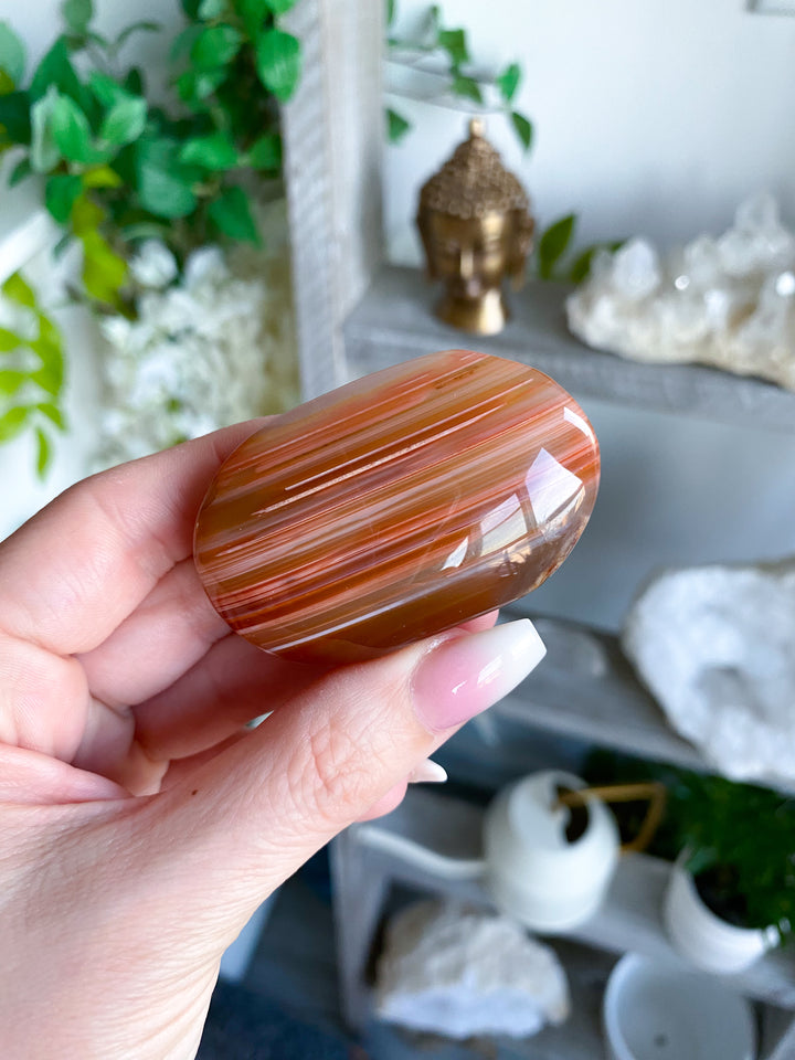 Small Carnelian Palm Stone #5 - Get Exact Crystal