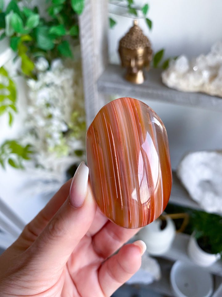 Small Carnelian Palm Stone #5 - Get Exact Crystal