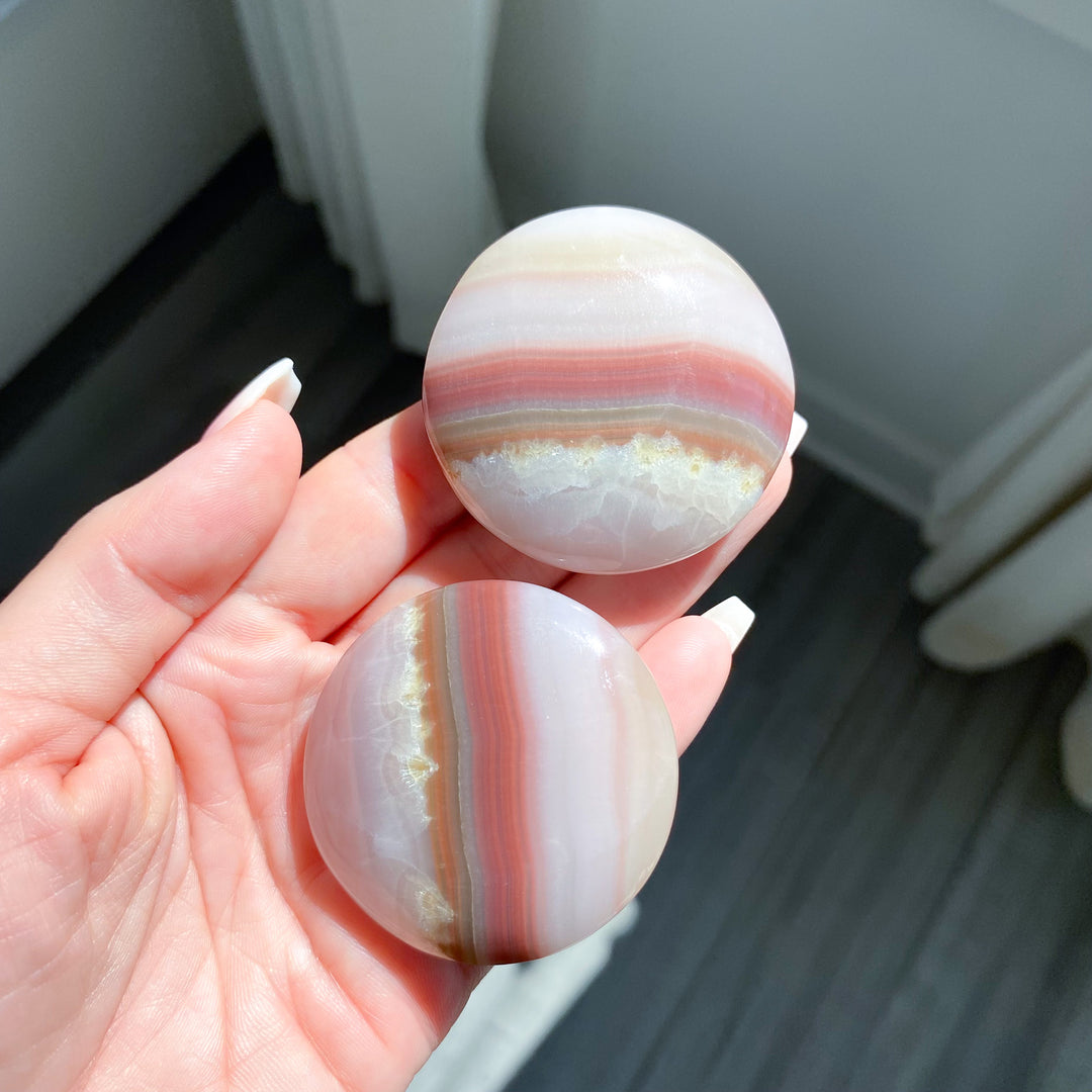 Large Banded Pink Onyx Coin