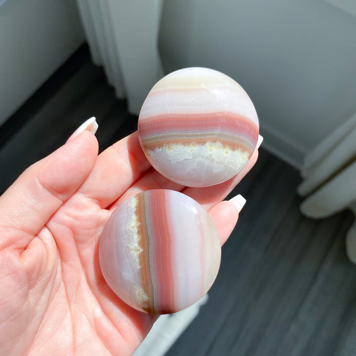 Large Banded Pink Onyx Coin