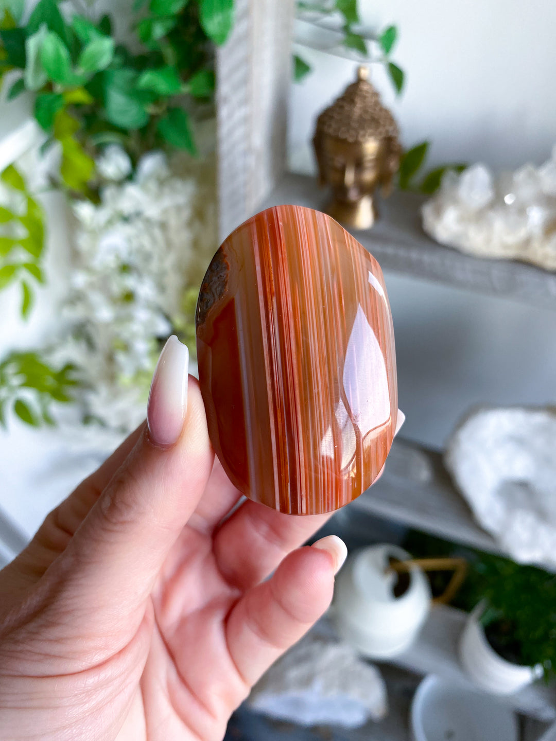 Small Carnelian Palm Stone #5 - Get Exact Crystal