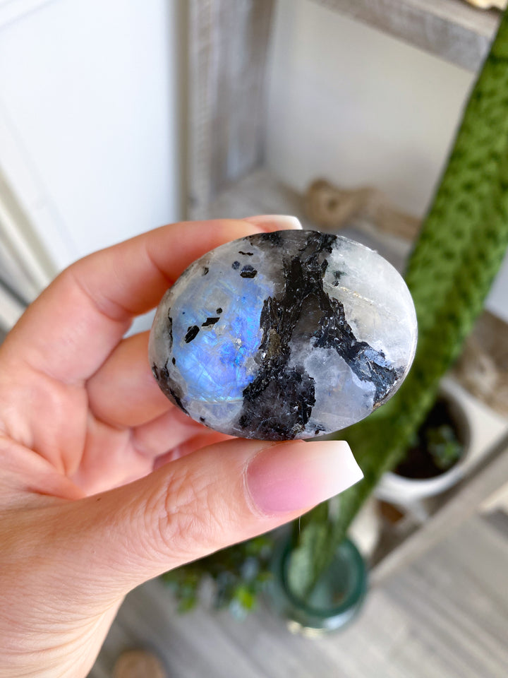 Small Flashy Rainbow Moonstone Palm #1