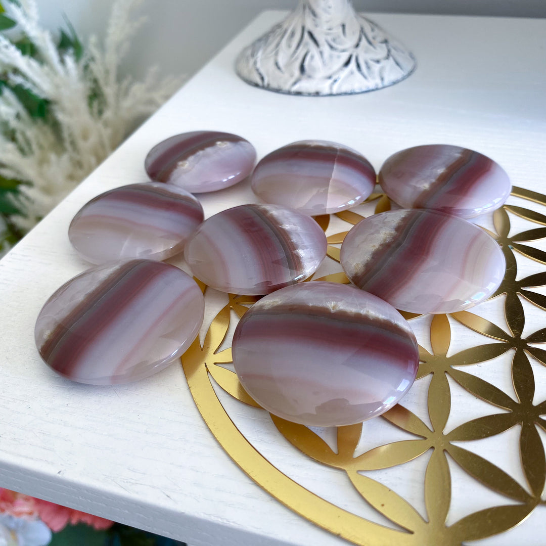 Large Banded Pink Onyx Coin