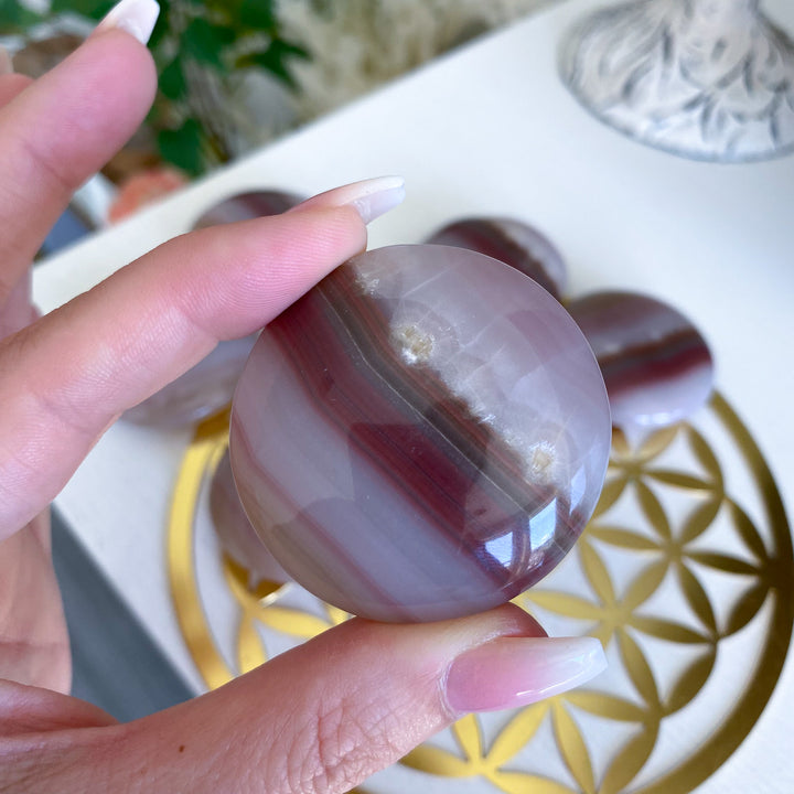 Large Banded Pink Onyx Coin