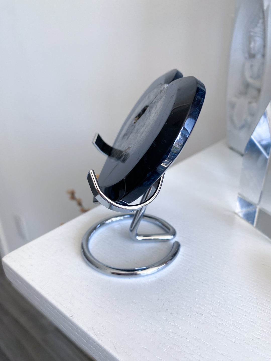 Large Druzy Black Agate Heart on Stand #2