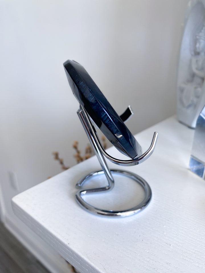 Large Druzy Black Agate Heart on Stand #2