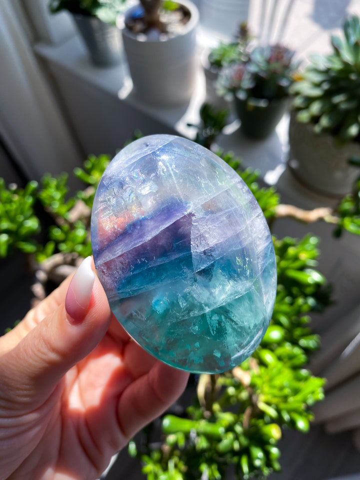 Radiant Fluorite Palm Stone #9