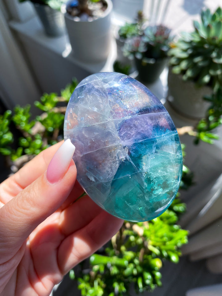 Radiant Fluorite Palm Stone #9