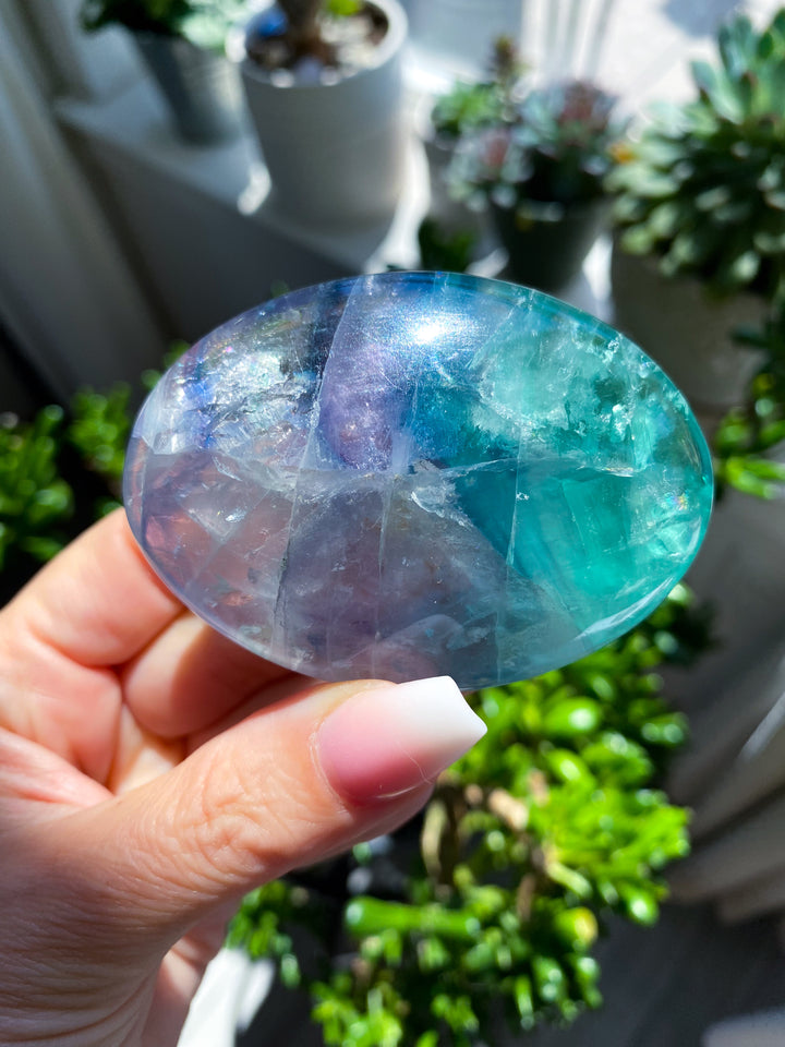 Radiant Fluorite Palm Stone #9