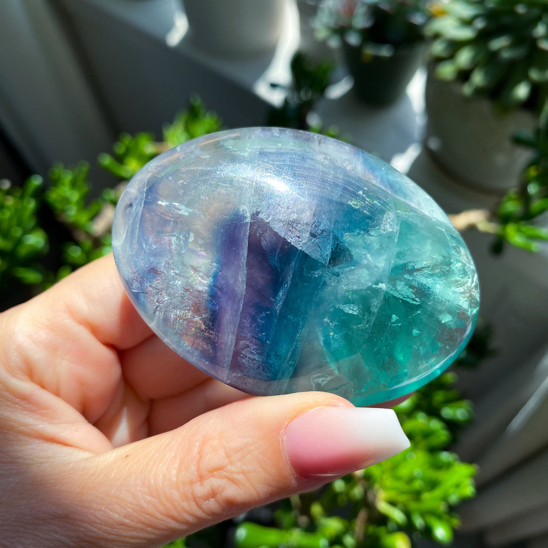 Radiant Fluorite Palm Stone #9