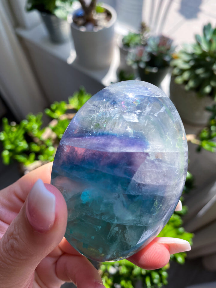 Radiant Fluorite Palm Stone #9